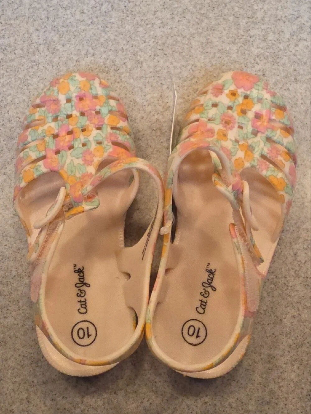 Cat & Jack Pastel Floral Jelly Sandals in Pink and Yellow